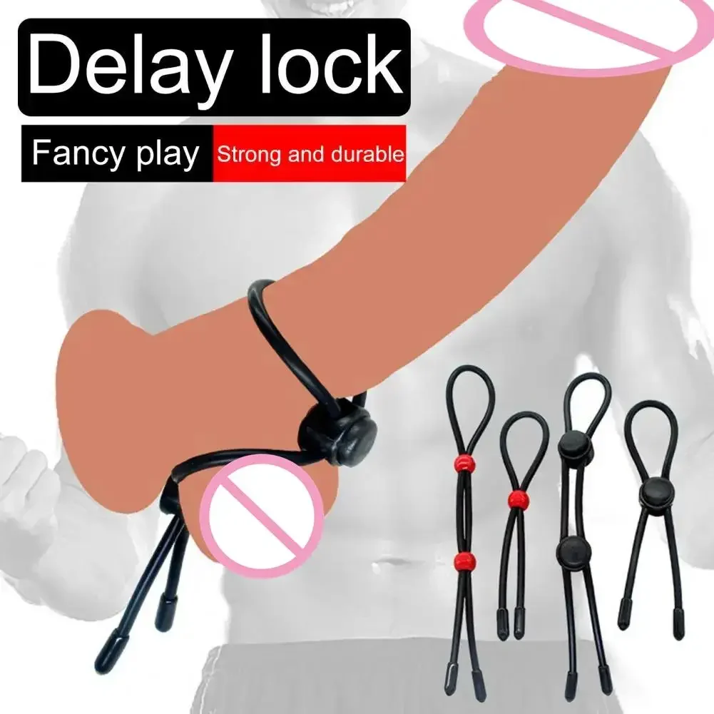 Penis Ring Adjustable Drawstring Safe Reduce Desire Increase Joy Silicone Delay Ejaculation Lock Ring Rope for Male penis cock ring