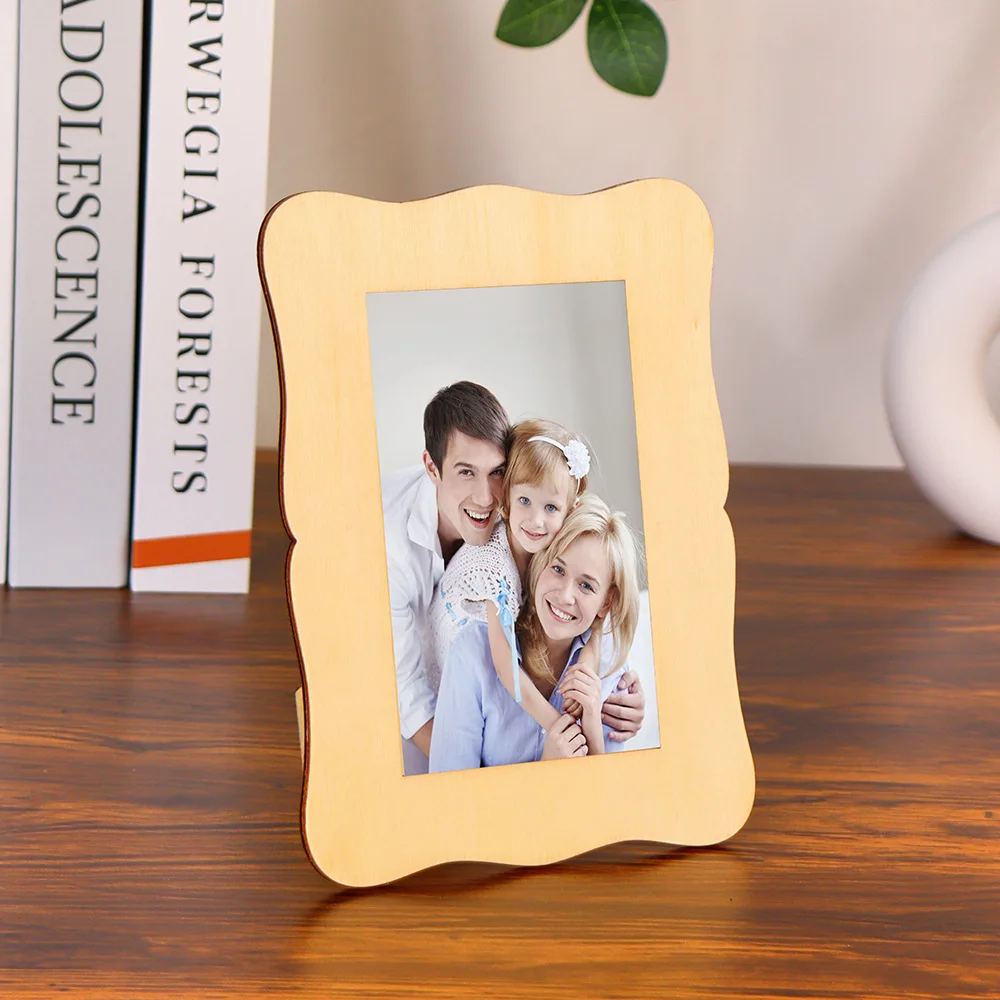 Wooden DIY Photo Frame Painting Photo Wooden Blank Photo Frame Vertical Postcard Frame Set Home Decoration Wedding Accents