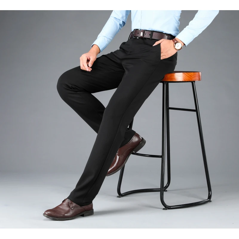 Men's Suit Pants Spring and Autumn Fashion Loose and Warm Office Straight Tube Pants Outdoor Leisure Business Men's Black pants