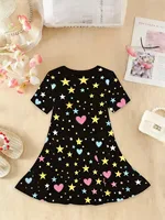 Robe graphique de dessin animé pour filles, cadeau amusant pour les fans, vêtements Harajuku pour filles, hauts d'été, robe à manches courtes, vêtements pour enfants 4
