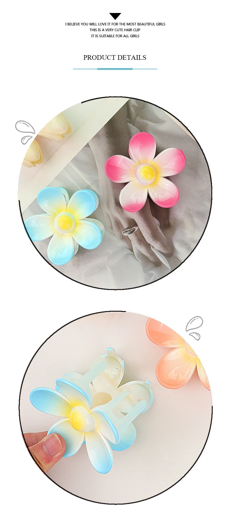 7CM Mattierte Uni-Farbene Blumen-Haarklammern - Premium Haaraccessoires für Frauen/Mädchen (Pferdeschwanz/Haifischklammer) – Detail 16