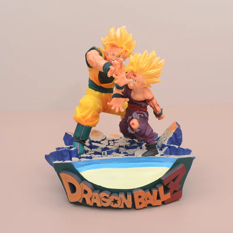

17cm Anime Dragon Ball Classic Scene Father And Son Shockwave Gohan And Goku Collectible Figures Model Ornaments Toys Gifts