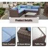4-piece Outdoor Combination Sofa Courtyard Furniture with Blue Thick Cushion, Courtyard Conversation Set Outdoor Willow Sofa 3
