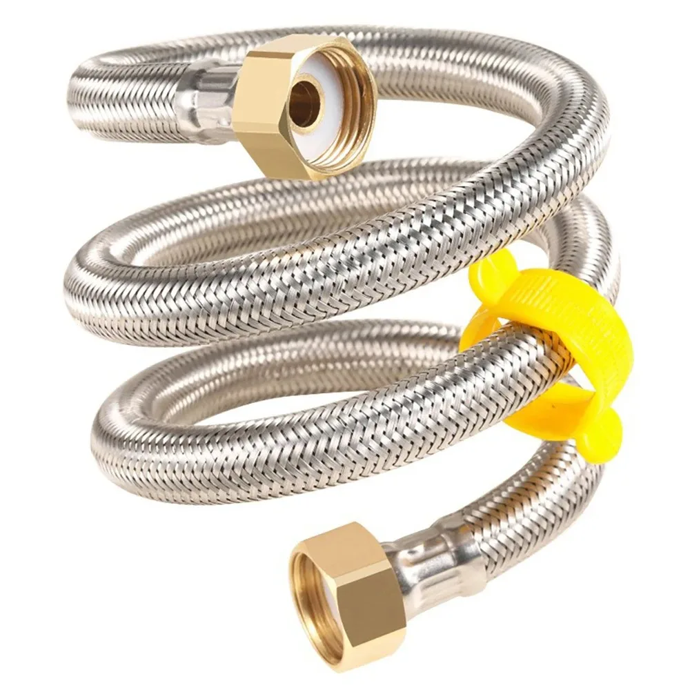 Water Faucet Inlet Hose 304 Stainless Steel Braided Heater Flexible Connecting Hot and Cold