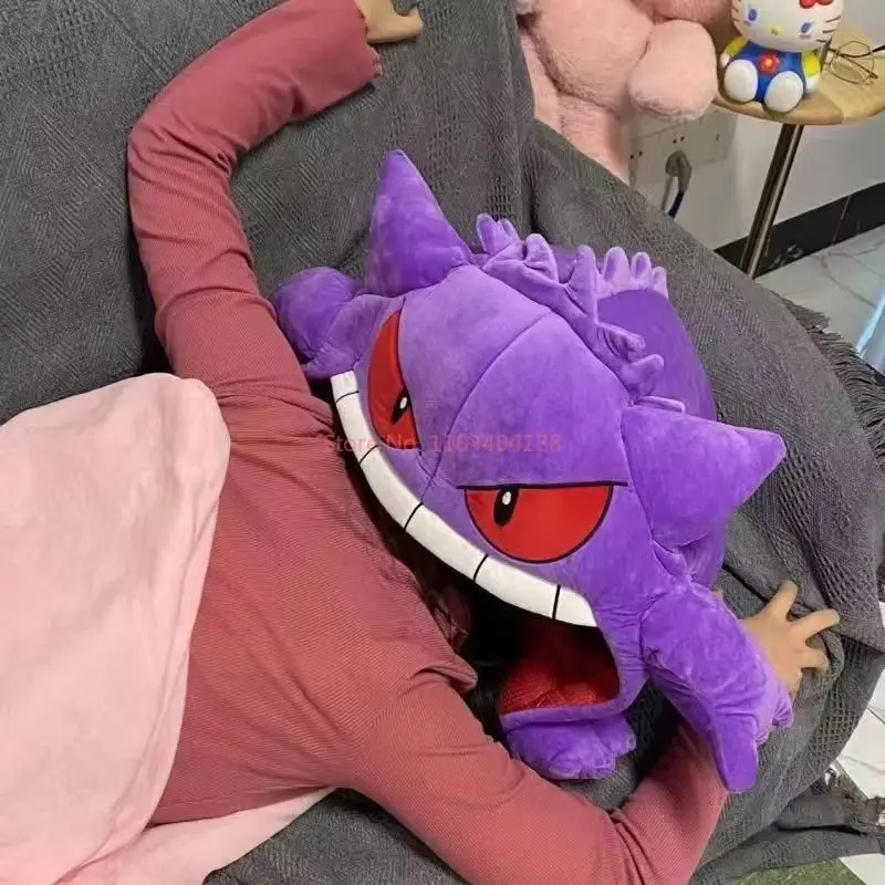 Plush Toys Pokemon Cards 130cm Pokemon Gengar Big Tongue Cute Anime Peripheral Adult Xmas Gifts Big Size Gengar Sleep Pillow Dual Purpose Nap Blanket