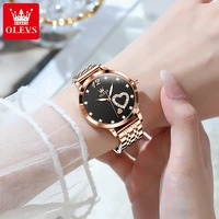 OLEVS 5189 Luxury Quartz Watch For Women Waterproof Luminous Stainless Steel Women's Watches Heart Shape Simple Dial Hand Clock 2
