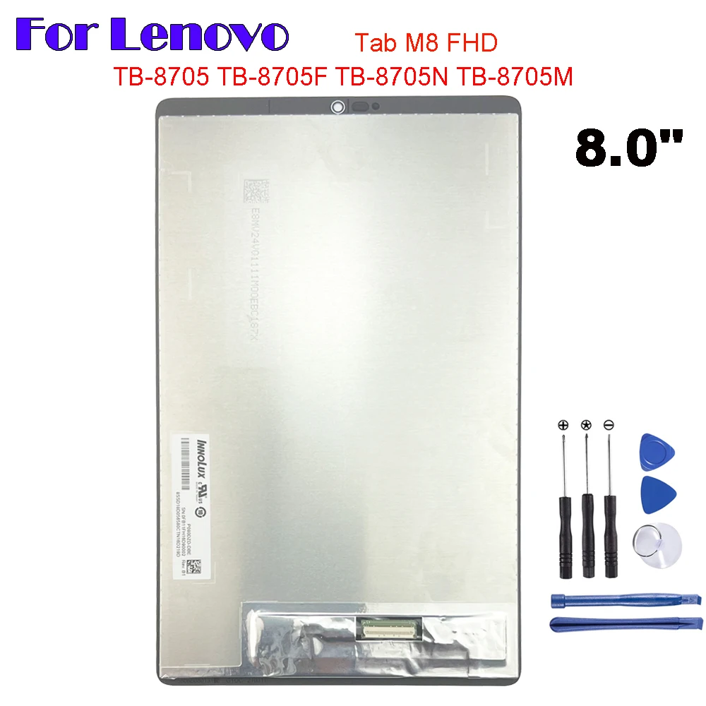 레노버 탭 M8 FHD TB-8705F TB-8705N TB-8705M TB-8705 8705F LCD 디스플레이 터치 스크린 디지타이저 유리 어셈블리, Orig 8.0 인치