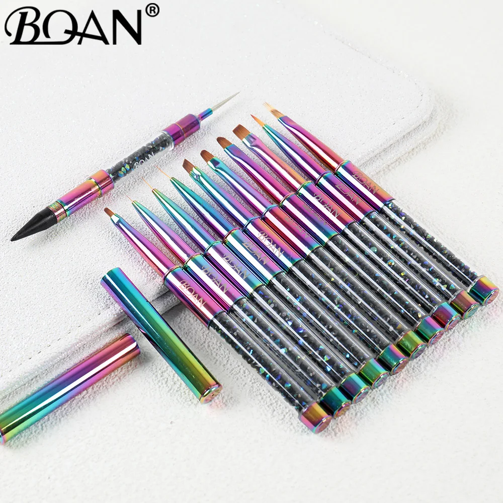 BQAN  Rainbow Liner Nail Brush Nail Art Brush Line Painting Brushes Crystal Acrylic Thin Liner Drawing Pen Manicure Tools UV Gel 2