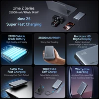 zime 25000mAh 145W Power Bank PD Fast Charging Portable For Laptop Macbook Tablet Mobile Phone With External Battery 2