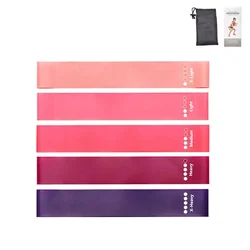 Set of 5 Multilevel Resistance Bands for Yoga, Exercise, and Fitness Workouts (Pink)