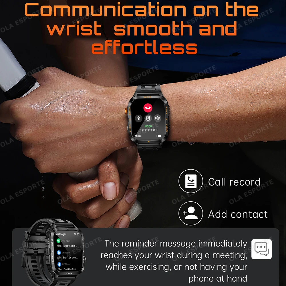 Outdoor Sport Smart Watch Men 880mah Large Battery 2 01" Hd Screen Led Flashlight Heart Rate Waterproof Bt Calls Smartwatch 2025, Alina Gadgets