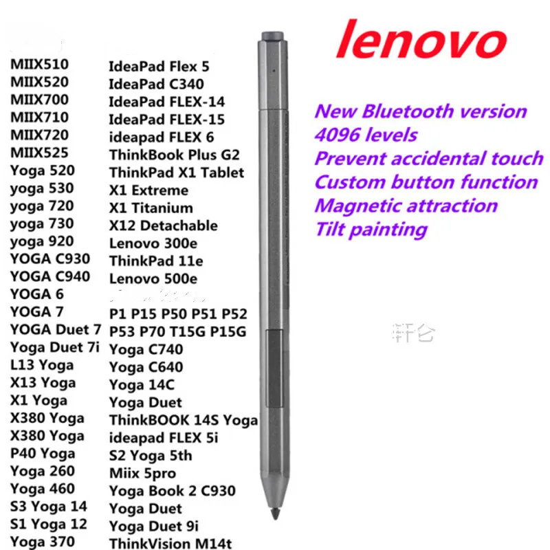 New 4096 Levels Original Bluetooth Stylus Pen For Lenovo Ideapad C340 Yoga  Duet 7 7i 9i Laptop - Tablet Pen - AliExpress