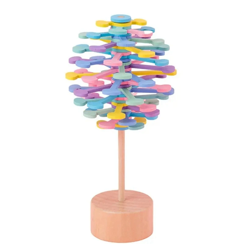 Wooden Spin Lollipop Fidget Toy-Sensory Educational Decompression Toy-Anxiety Stress Relief,A Durable