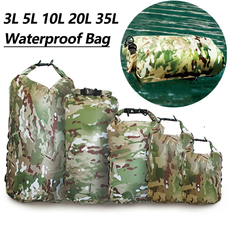 

Waterproof Swimming Bag Dry Sack Portable Camouflage Fishing Boating Kayaking Storage Drifting Rafting Bag 3L 5L 10L 20L 35L