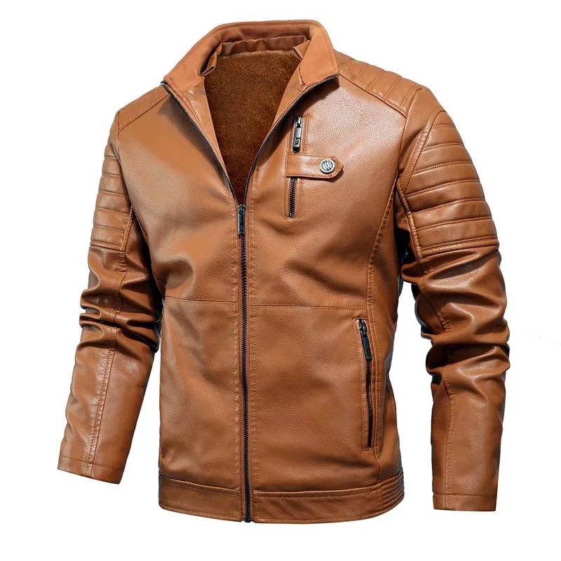 Mcikkny Men`s Winter Faux Biker Leather Jackets Fleece Lined Motorcycle Outwear Coats For Male Top Clothing Size L-5XL  (18)