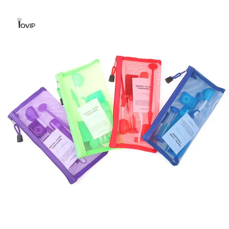 

8Pcs Dental Teeth Orthodontic Kits Oral Cleaning Care Whitening Tool Suit Interdental Brush Floss Thread Wax Mirror