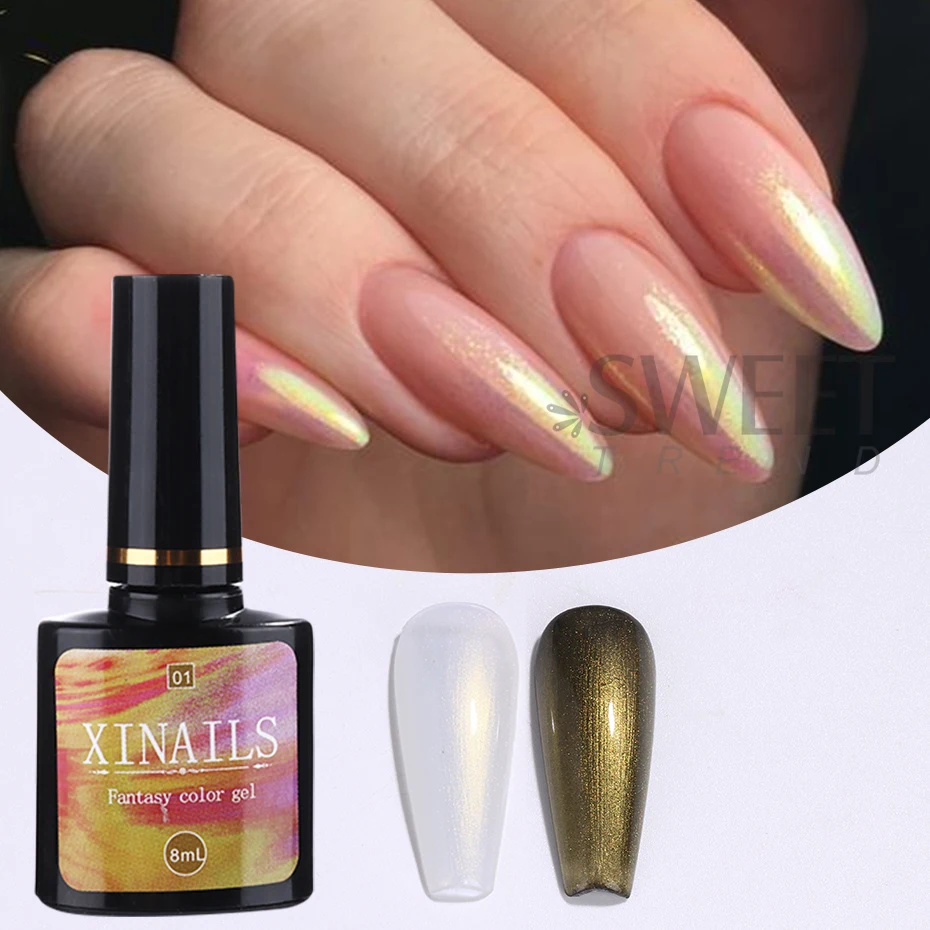 8ml Auroras Top Coat Gel Nail Polish Pink Purple Glitter Effect Iridescent UV Gel Soak Off LED Nail Varnishes Manicure Supplies 4