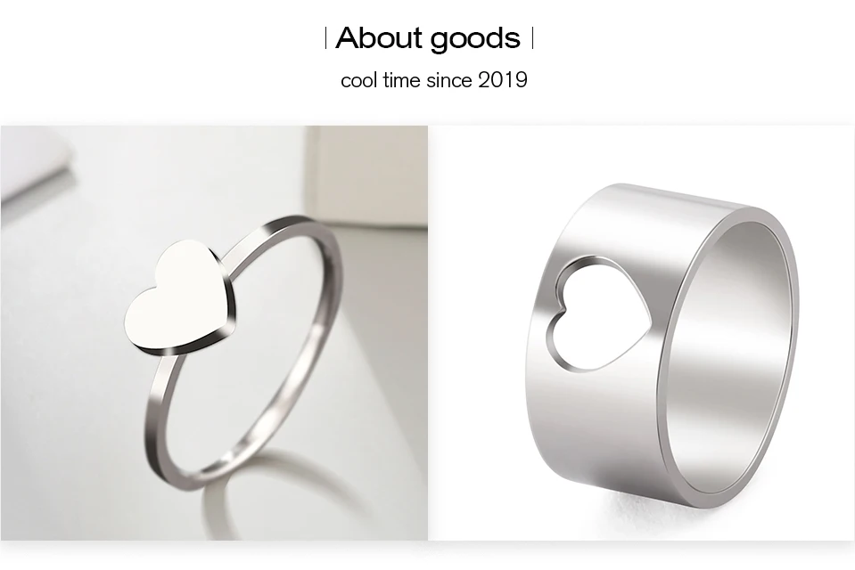 COOLTIME Liebes-Herz-Ringe für Männer und Frauen, Edelstahl, modischer Paar-Fingerring, Hochzeitstag 2026, Schmuck, Geschenk – Detail 4