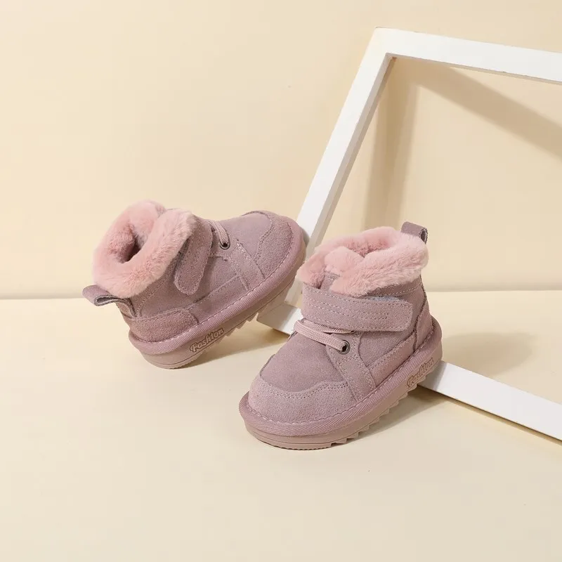 Winter Baby Snow Boots Unisex Leather Cute Boys Girls Shoes Warm Cotton Sneakers Soft Bottom Toddler Baby Shoes