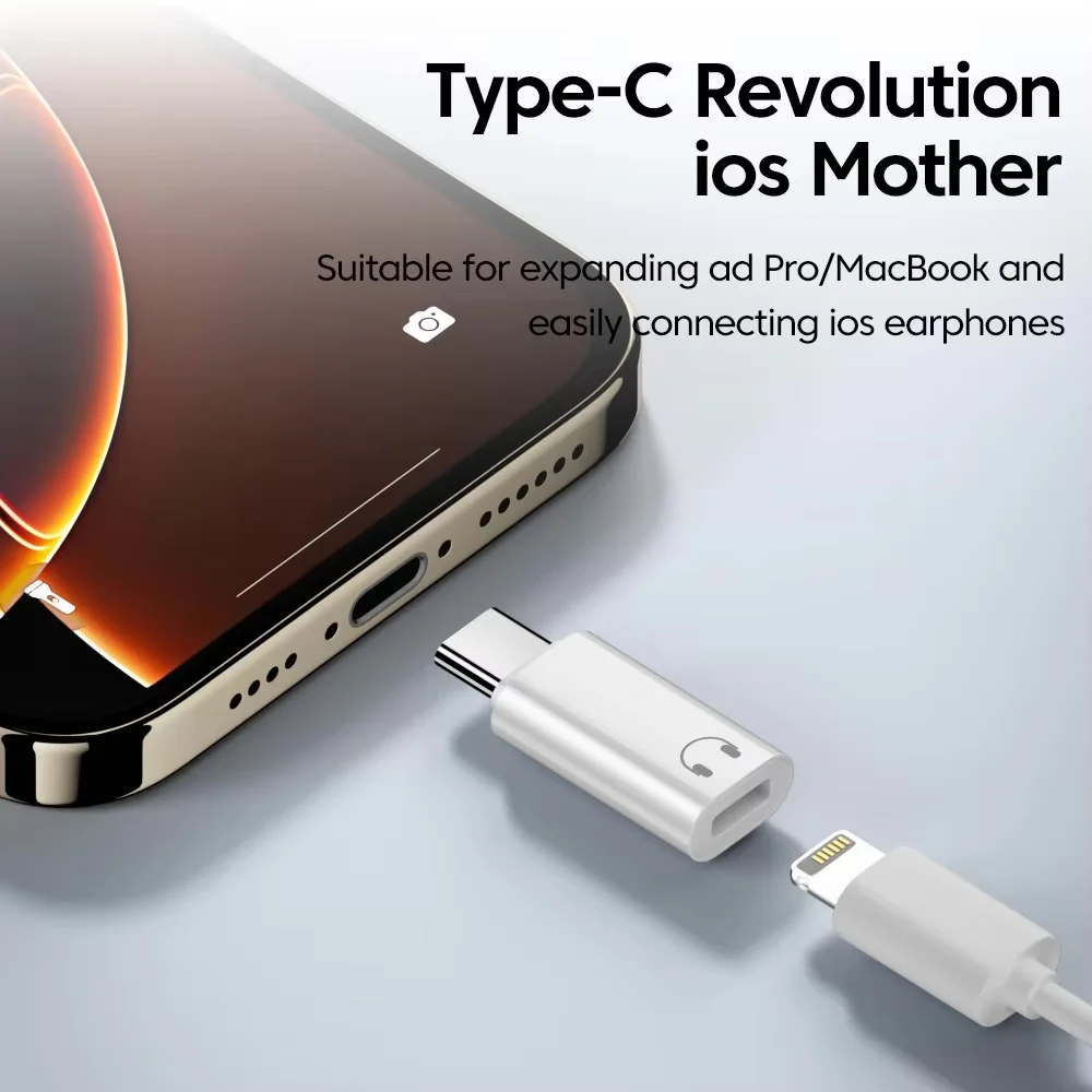 Type C To IOS Headphone Audio Adapter USB C Male To IOS Female Connectors for IPhone 16 15 IPad Samsung Earphone Converter Hao Bo