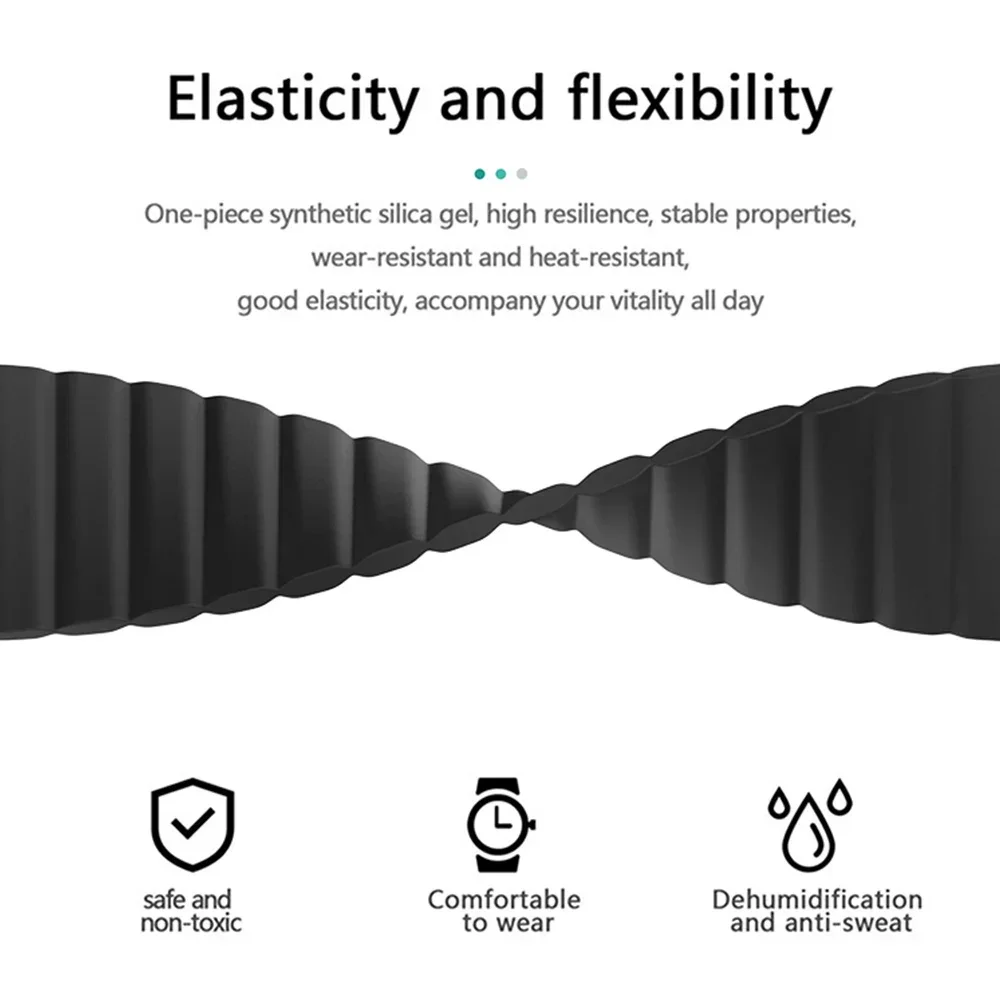 Silicone Sport Wristband for Smartwatch - 22mm Magnetic Loop Bracelet Accessory