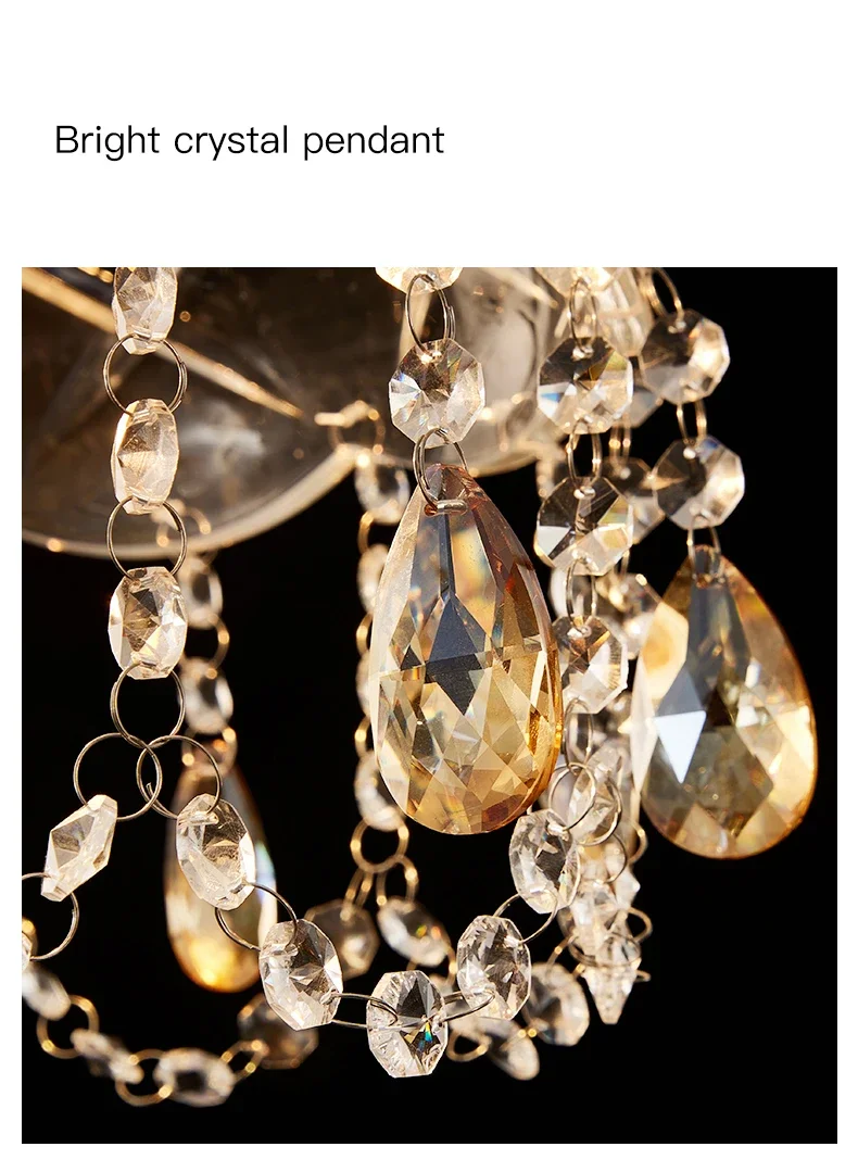 Description Picture 3 of itemFrench Creative Crystal Porch Corridor Small Chandelier American Rural Porch Entrance Bedside Light Luxury Home Decoration Lamps