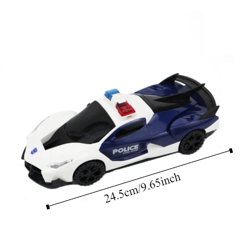 Transform Vehicle 360° Rotating Police Car Toy Sensory Toys Omnidirectional Driving LED Light Police Car Toy Portable Automatic