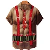 Funny Christmas Uniform Blouses Santa Claus Cosplay Shirts For Men Clothes Xmas Mens Gift Short Sleeve Streetwear Lapel Blouse 2