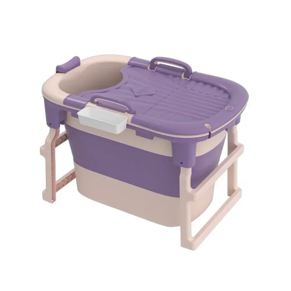 Foldable Insulated Adult Soak Bathtub Extended Height Full-Body Plastic Bath Bucket Portable Collapsible Tub