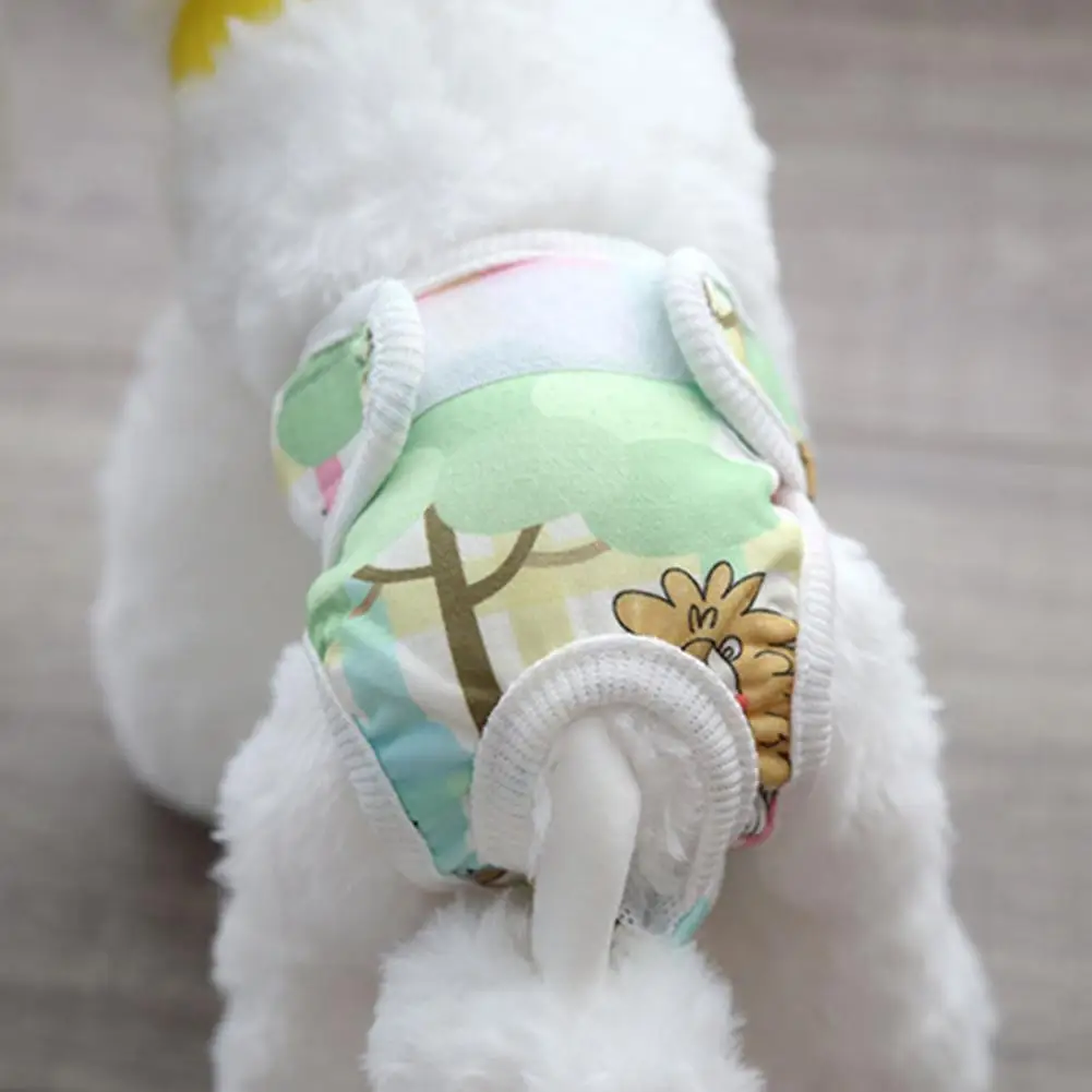 Pet Underwear Adjustable Dog Panties Soft Breathable Pet Menstrual Pants Cartoon Print Belly Style Dog Diapers for Female dog diapers pet diapers dog nappies