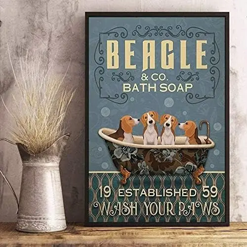 Metal Tin Sign Beagle Dog Bath Soap Wash Your Paws Signs Vintage Tin Sign Retro Sign Insegne In Alluminio Per Cucina Casa