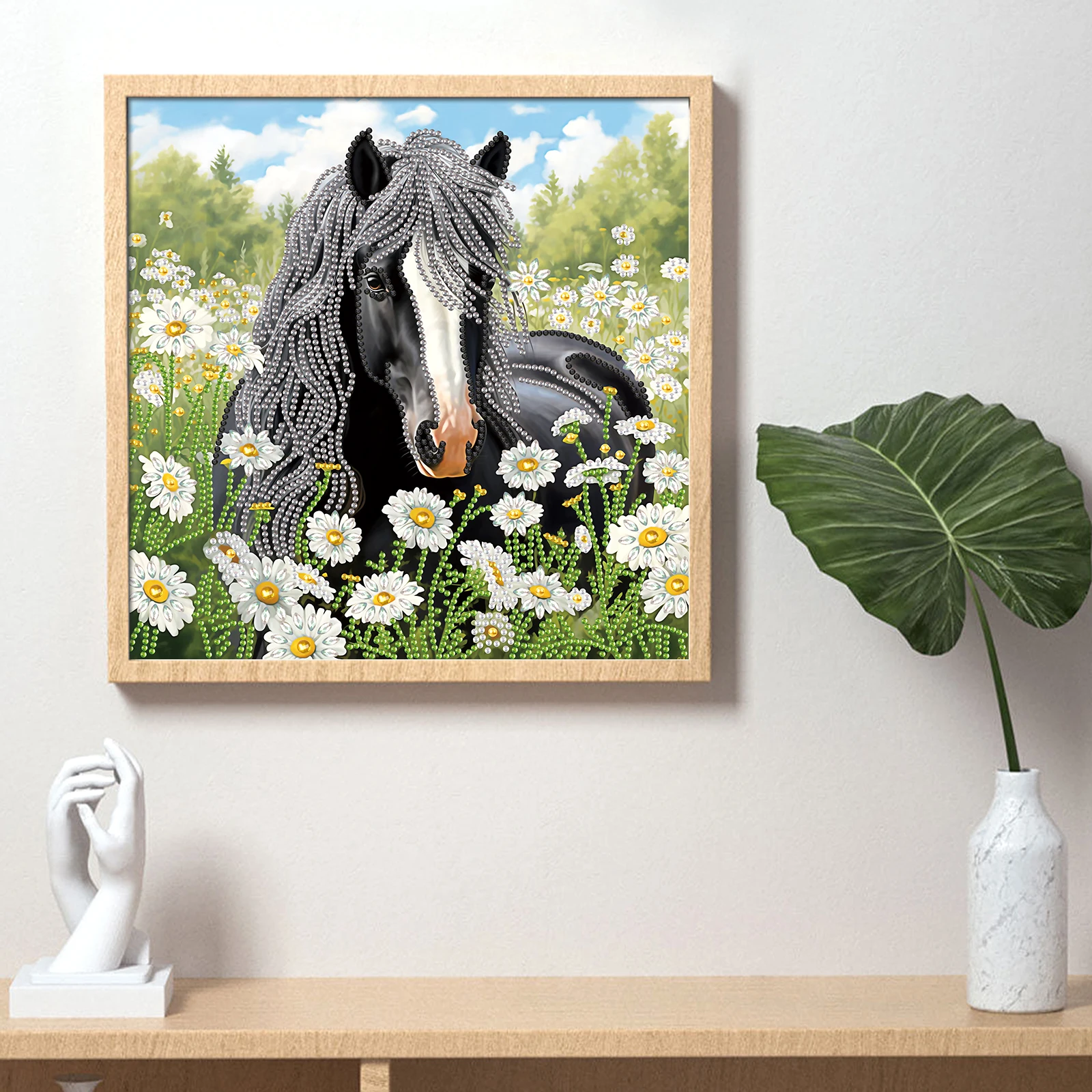 DIY Horse and Flower 5D Special Shape Diamond Art Kits for Beginners Diamond Art Painting Kits for Home Wall Decoration Gift