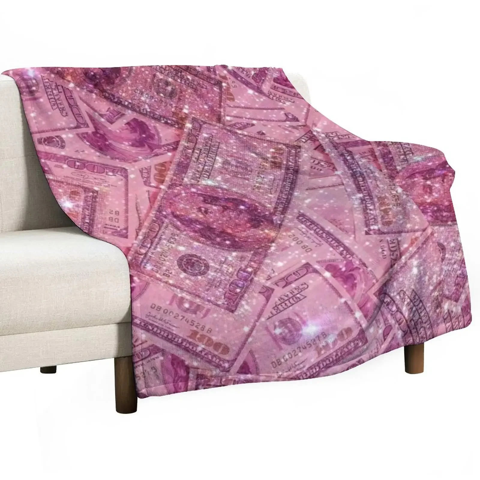 

pink money wallpaper - aesthetic Throw Blanket Flannel Fabric Decorative Beds for babies Blankets