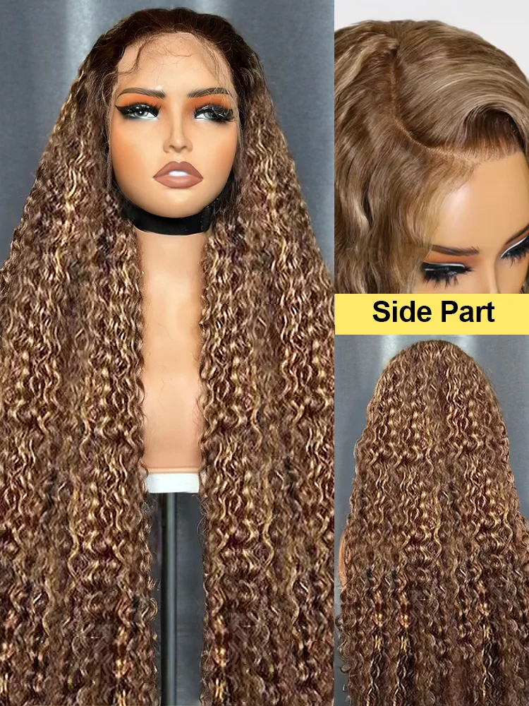 30 40 Inch Highlight Ombre 13x6 HD Lace Frontal Wig Water Curly Human Hair Wigs 250 Density 13x4 Deep Wave Color Lace Front Wig