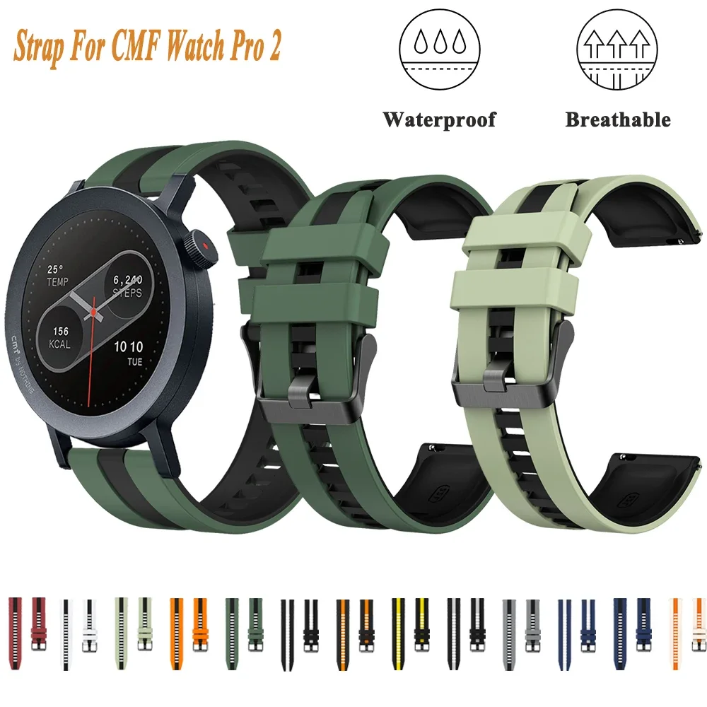 Silicone Sport Strap for Smartwatch - 22mm Replacement Bracelet Band