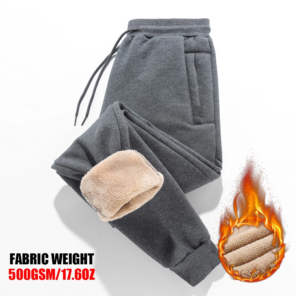 Winter Lamb Pants Men Thick Lambswool Warm Sweatpants Thermal Casual Trousers Joggers Thicker Sports Trouser Plus Size_voghion.com