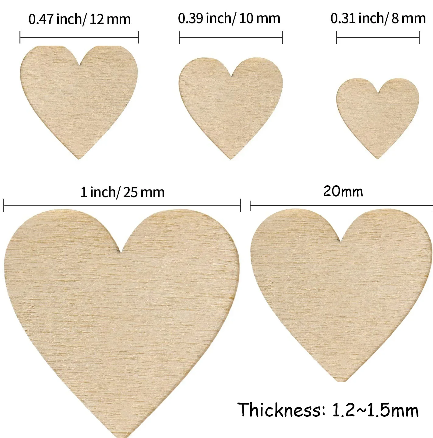 Wooden Crafts 1-10cm Unfinished Wooden Hearts Love Blank Wood Slices DIY Wooden Crafts For Christmas Painting Wedding Ornaments