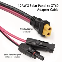 Connecteur de panneau solaire XT60 femelle, cordon d'alimentation 12awg, câble de chargement de stockage d'énergie, cellules photovoltaïques, accessoires de système solaire 2