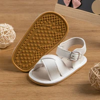 KIDSUN Summer Baby Sandals Flats Leather Girls Boys Toddler Soft Rubber Sole Anti-Slip First Walker Crib Shoes Newborn Moccasins 4