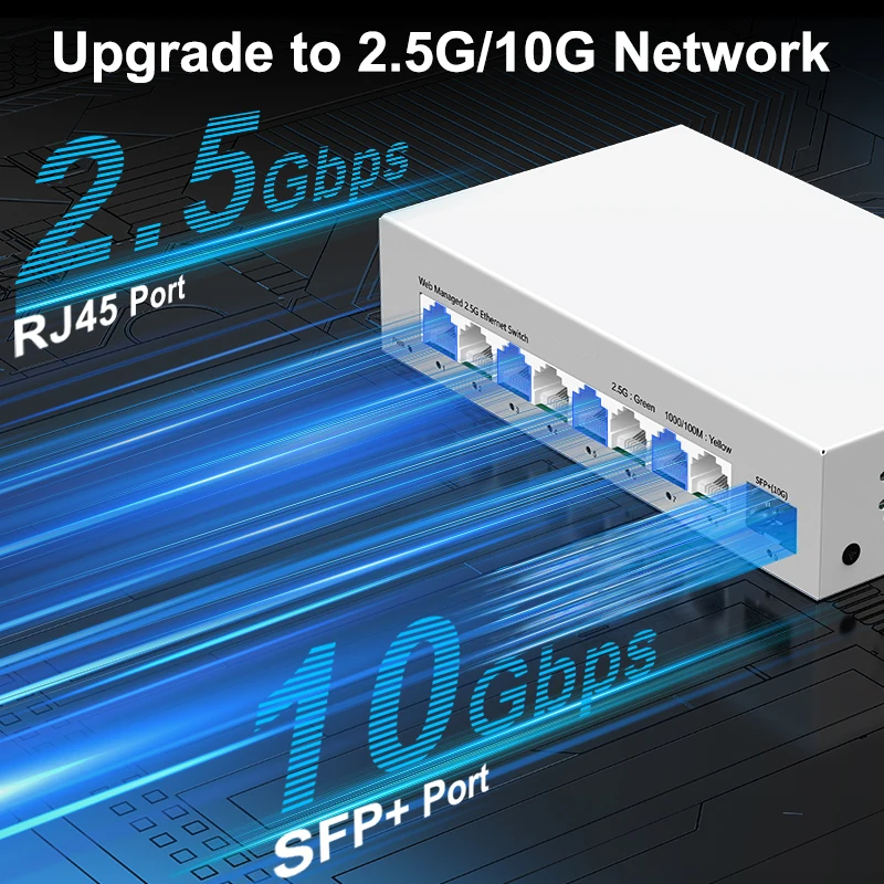 HORACO　10G/2.5G スイッチングハブ HORACO 2.5GbE Switch 2.5GBASE-T 4 Port 2.5G RJ45 with 2 Port