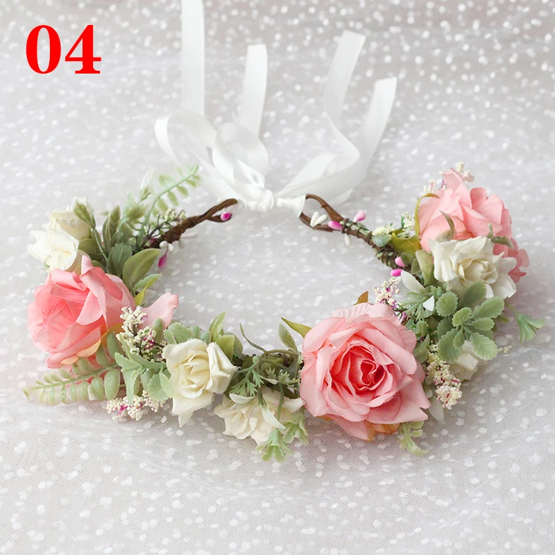 Moda boemia sposa donna fiore corona fascia per capelli matrimonio fascia floreale ghirlanda principessa ghirlanda diadema ragazze accessori per capelli  200000297