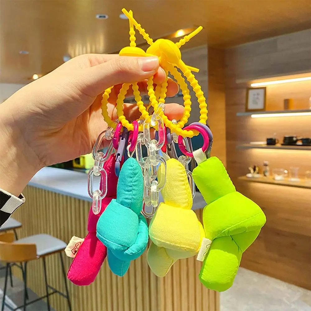 Quality Handmade Candy Color Bag Pendant Female Fabric knot KeyRing Twisted Knotted Keychain Twist Buckle Keychain Bag Ornament