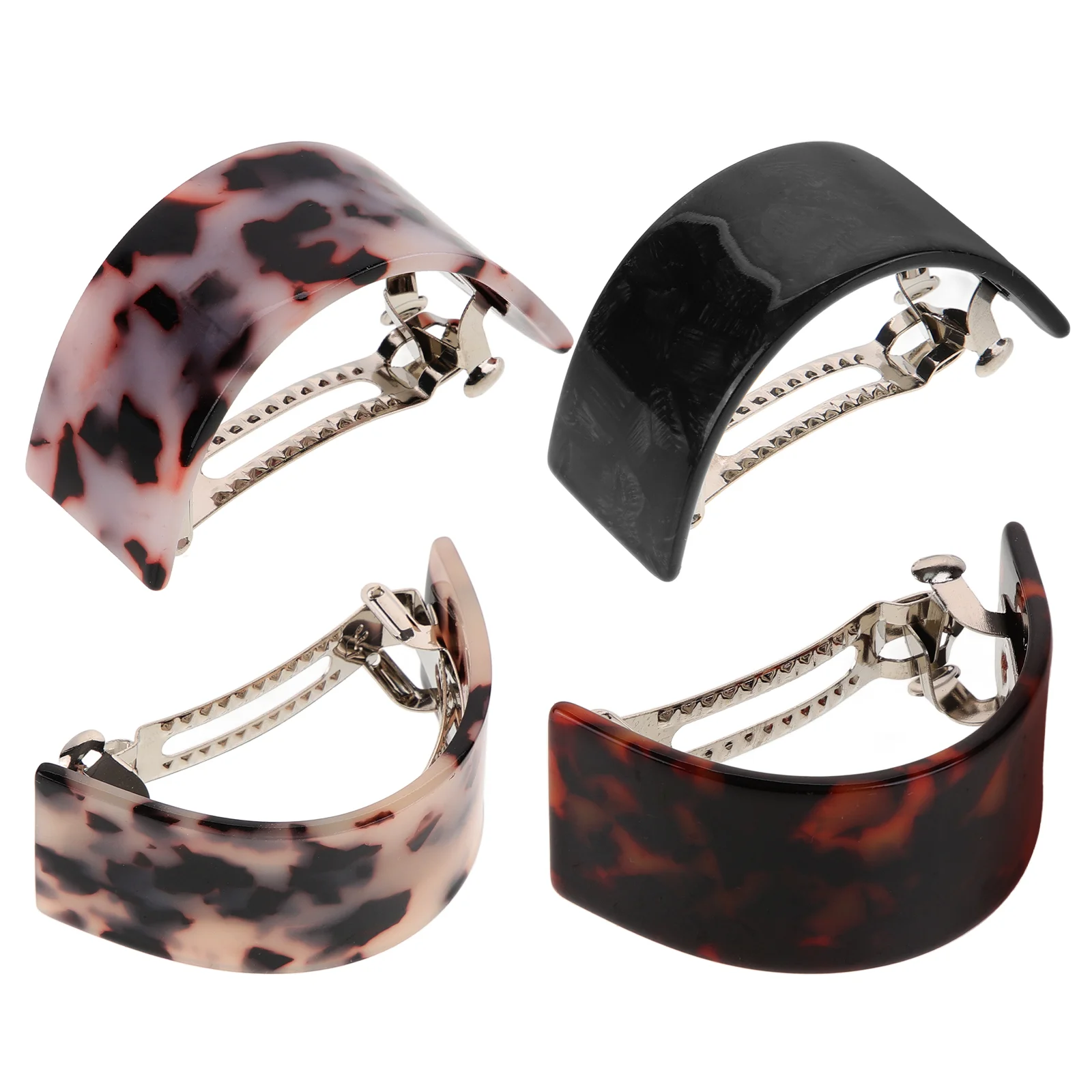 

4 Pcs Ponytail Holder Fashion Hairpins Semicircle Clips Claw Spring Women Headdress French Non-slip