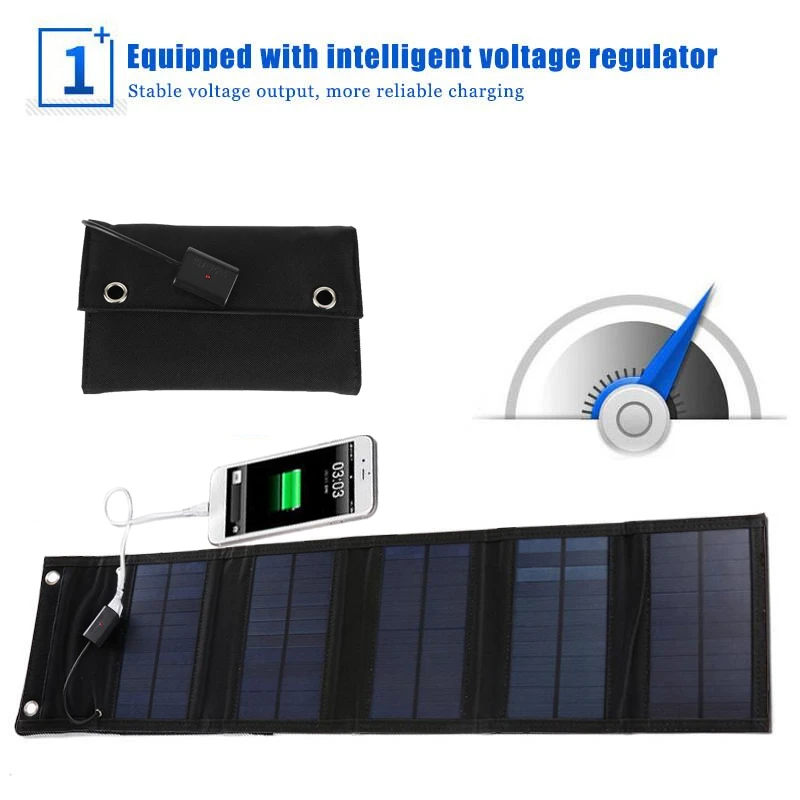 Caricatore Solare Pieghevole da 100W con Uscita USB 5V, Celle Solari Portatili per Ricarica Telefono, Casa, Campeggio, Escursionismo - Image 2