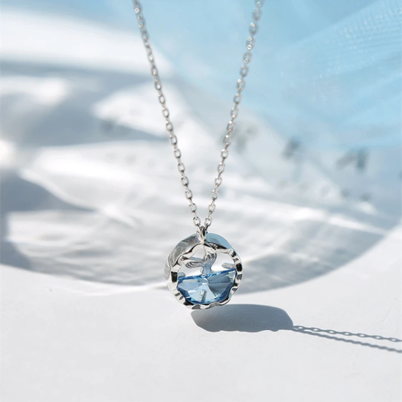 Mermaid Tears Foam Clavicle Chain Fresh Silver Color Temperament Necklace For Women Fashion Jewelry Party Birthday Gift SNE310