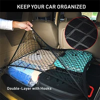 90x40 CM/60x110 CM Net Holder Universal Car Trunk Rear Storage Cargo Luggage Nylon Elastic Mesh  With 4 Plastic Hooks Pockets 3