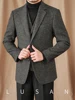 Mr. Lu San Gentry Dress Retro Commuter Business Herringbone Wool Suit Colorful Flower Point Warm Slim Fit Suit Trendy Men 2