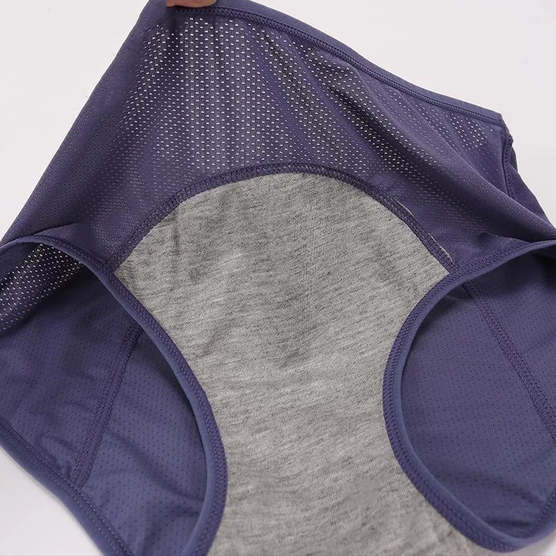 M/L/XL/XXL/3XL/4XL/5XL/6XL Menstrual Underwear Women Period Preventing Lateral Leakage Briefs Plus Size Breathable Mesh Panties