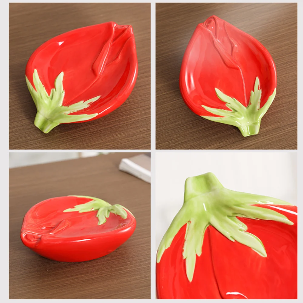 Description Picture 6 of itemCeramic Drain Soap Case Newfangled Easy To Rinse Rose Petal Soap Box Moisture-proof Quick Drain Roseleaf Soap Dish Decoration