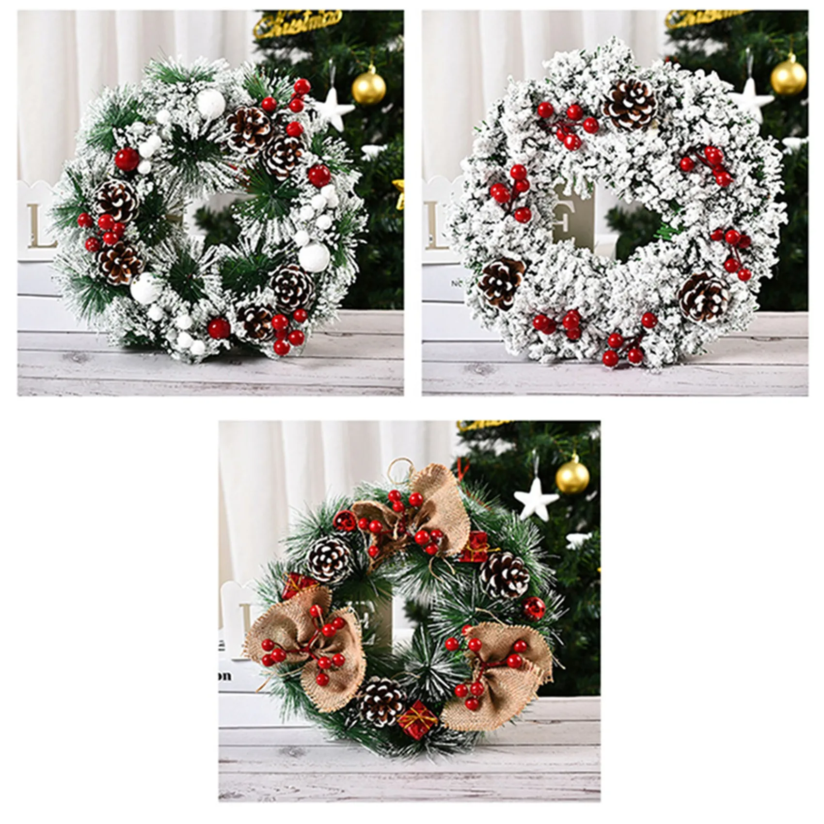 1pc Christmas Wreaths Door Hanging Rattan Venue Layout Christmas Decorations Garland for Home Decor 2025 New Year